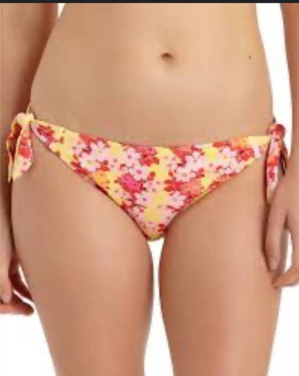 California Wave Honeycomb Yellow Floral Hipster Bikini Bottoms - L